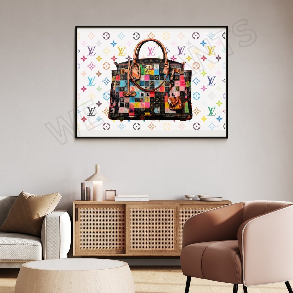 Limited Edition LOUIS VUITTON Purse Art 36" x 24" Signed by Christine